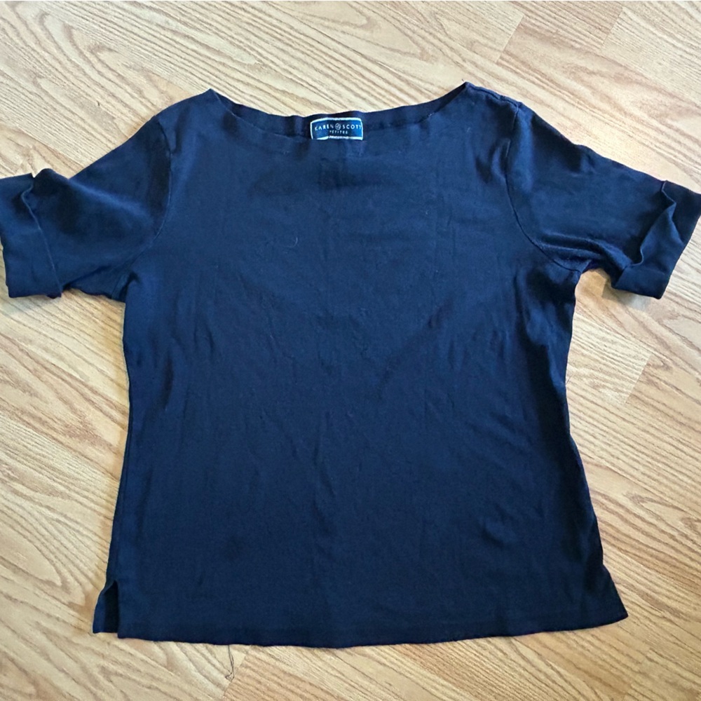 Karen Scott Black Short Sleeve Top